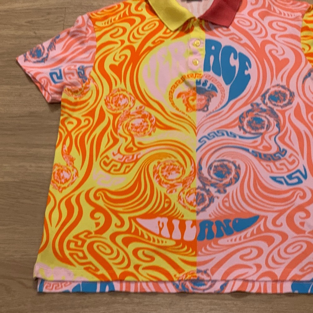Versace Medusa Music and Greca Print Polo Men Multicolor Size L Made Italy - Picture 13 of 16